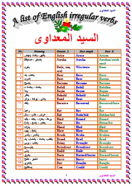 كتاب قائمة بالأفعال الشاذة فى الانجليزية